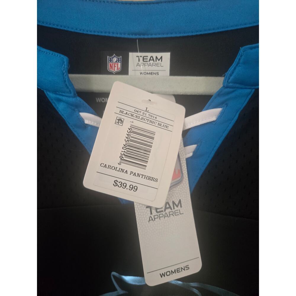 NFL Carolina Panthers Jersey Tackle V-Neck T-Shirt, Women's Size Large, NWT - Picture 3 of 4